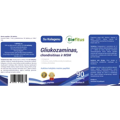 chondroitino gliukozamino jungtinio formulės